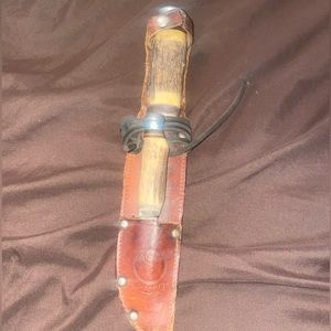 VINTAGE SPESCO SOLINGEN West-Germany Hunting Knife with Stag Handle with Case